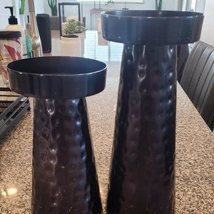 Set of metal black modern candle holders, perfect for minimalist style